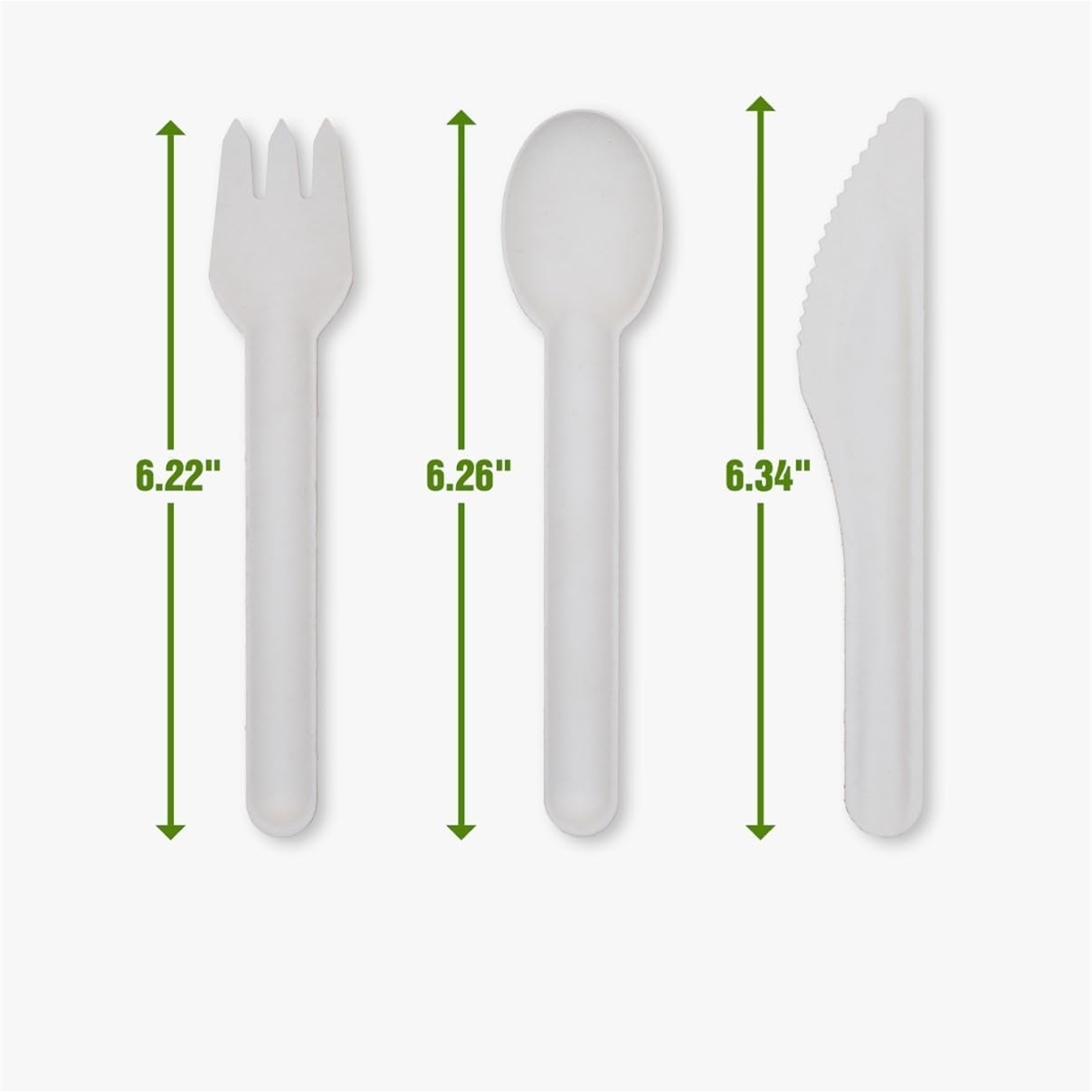 可堆肥勺子刀叉餐具套装 BPI 认证一次性纸器皿 50 件装重型可生物降解环保由甘蔗渣制成
