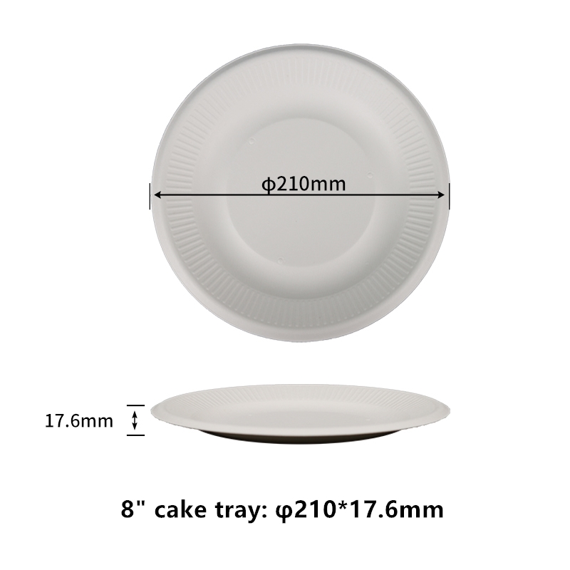 纸盘 8 英寸蛋糕托盘 小型可堆肥盘子 重型一次性纸盘 小纸盘 可生物降解环保甘蔗盘