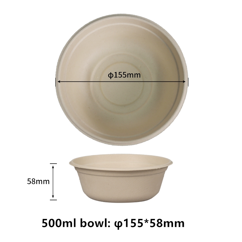 纸碗，100% 可堆肥 500 毫升一次性汤碗 不含 PFAS BPI 认证重型环保、可生物降解甘蔗渣热食碗