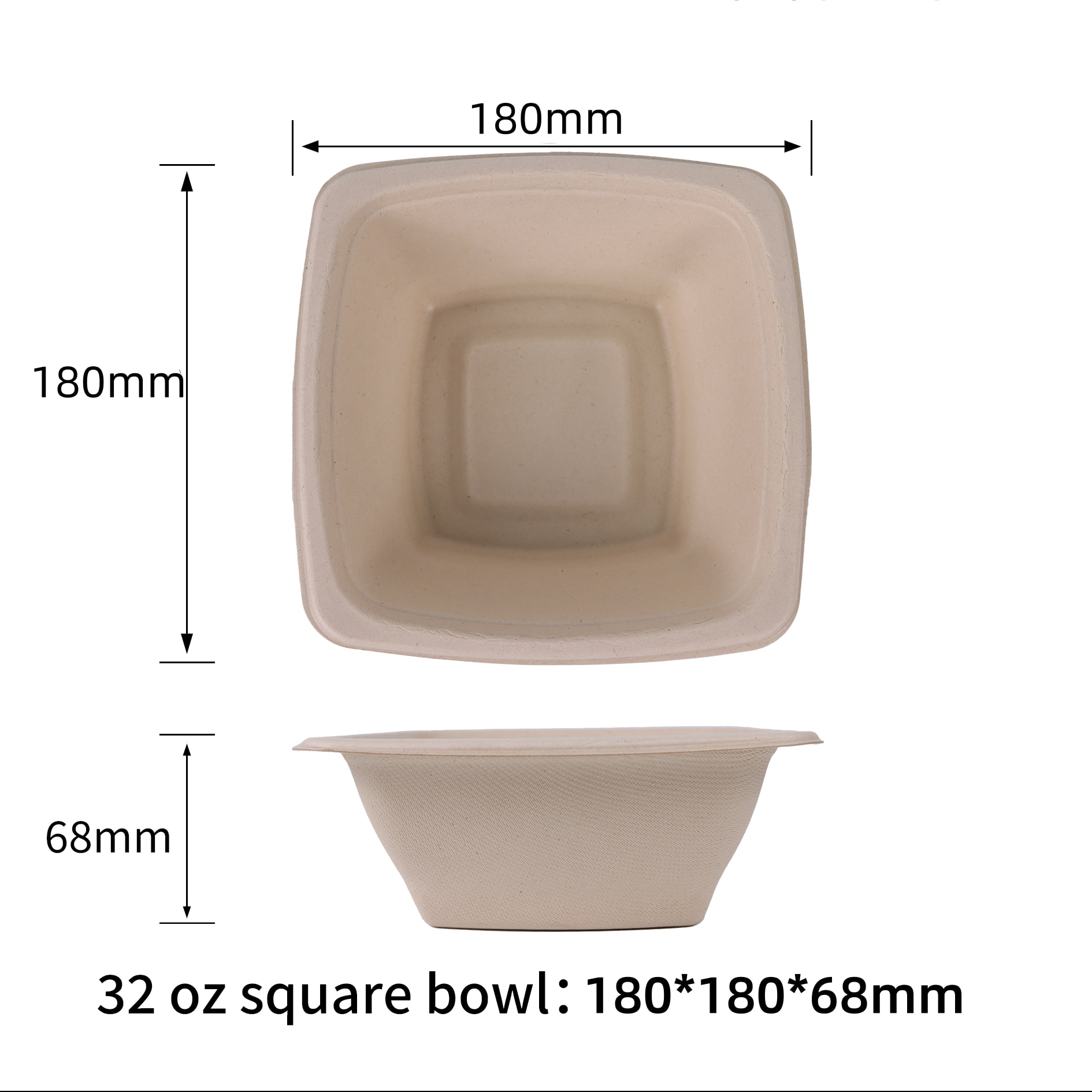 Compostable 32 Oz Sugarcane Square Bowl Biodegradable Bagasse Packaging Factory China - SINCERE